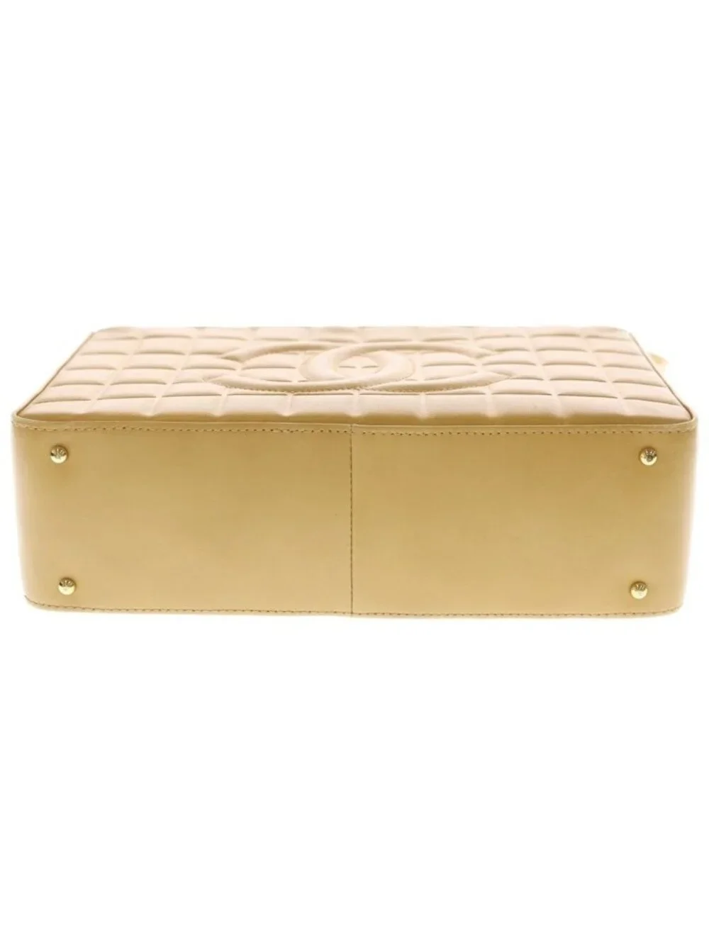 Chanel Choco Bar Shoulder Bag Beige Leather Gold